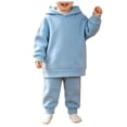 thumbnail image 1 of OJSFQUFP Thickened and Winter Sports Suit for Boys and Girls Casual Pullover Hoodie Long Pants Two Piece Set, 1 of 6