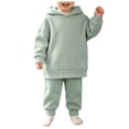 thumbnail image 1 of OJSFQUFP Thickened and Winter Sports Suit for Boys and Girls Casual Pullover Hoodie Long Pants Two Piece Set, 1 of 8