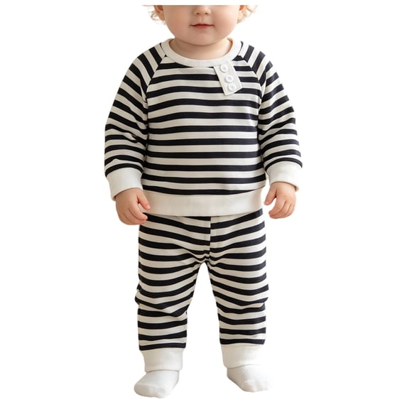 OJSFQUFP Toddler Baby Outfit Set Long Sleeve Crew Neck Sweatshirt + Jogger Pants 2 Piece Casual Clothes