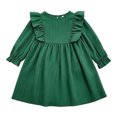 thumbnail image 1 of OJSFQUFP Toddler Girls Long Sleeve Dress Ruffle Shoulder A‑Line Casual Dresses for Little Girl, 1 of 9