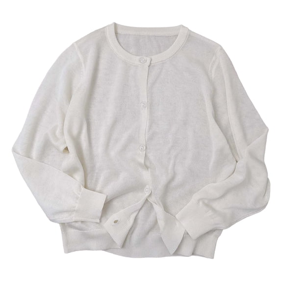 OJSFQUFP Toddler Girls Round Neck Knit Cardigan Lyocell Lightweight Summer Open Front Sweater Coat For