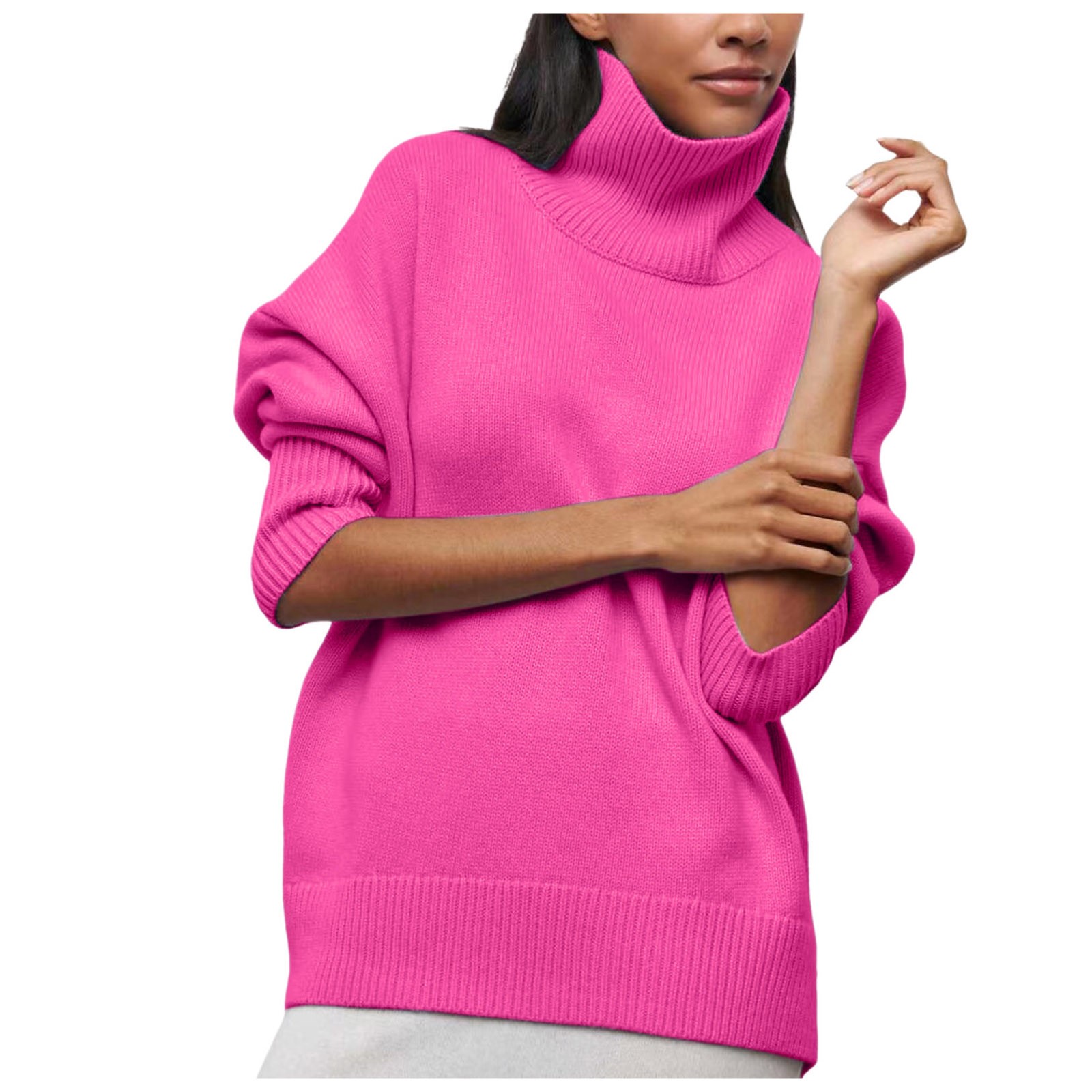 Hot pink oversized turtleneck sweater hot sale