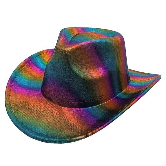 OJSFQUFP Western Hat Glitter Cowboy Hat for Women Men Party Hat Carnival Fancy Dress Retro Glitter Hat Soft Fabric Lightweight Foldable Elegant Cowboy Hat Costume Accessory