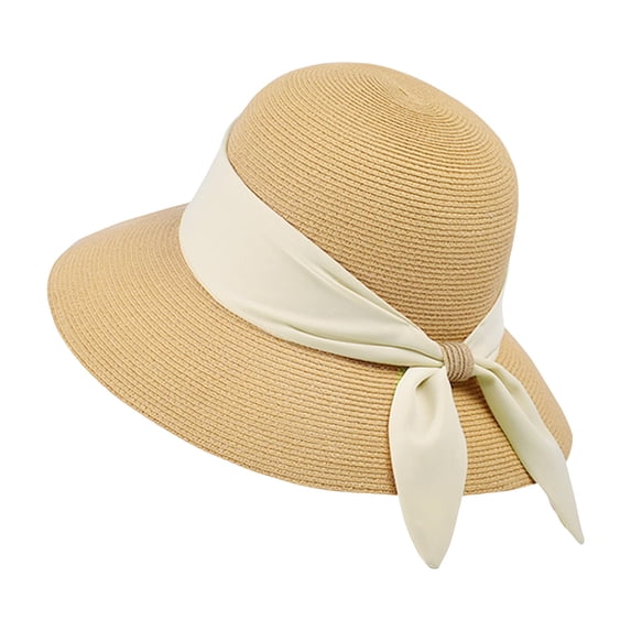 OJSFQUFP Women Beach Hat Summer Straw Sun Hat Fashion Wide Brim Straw Sun Hat