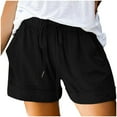 thumbnail image 1 of OJSFQUFP Women’S Athletic Shorts Black Womens Plus Size Shorts Casual Summer Beach Drawstring Shorts with Pockets Loose Cute Vacation Trendy Clothes L, 1 of 7