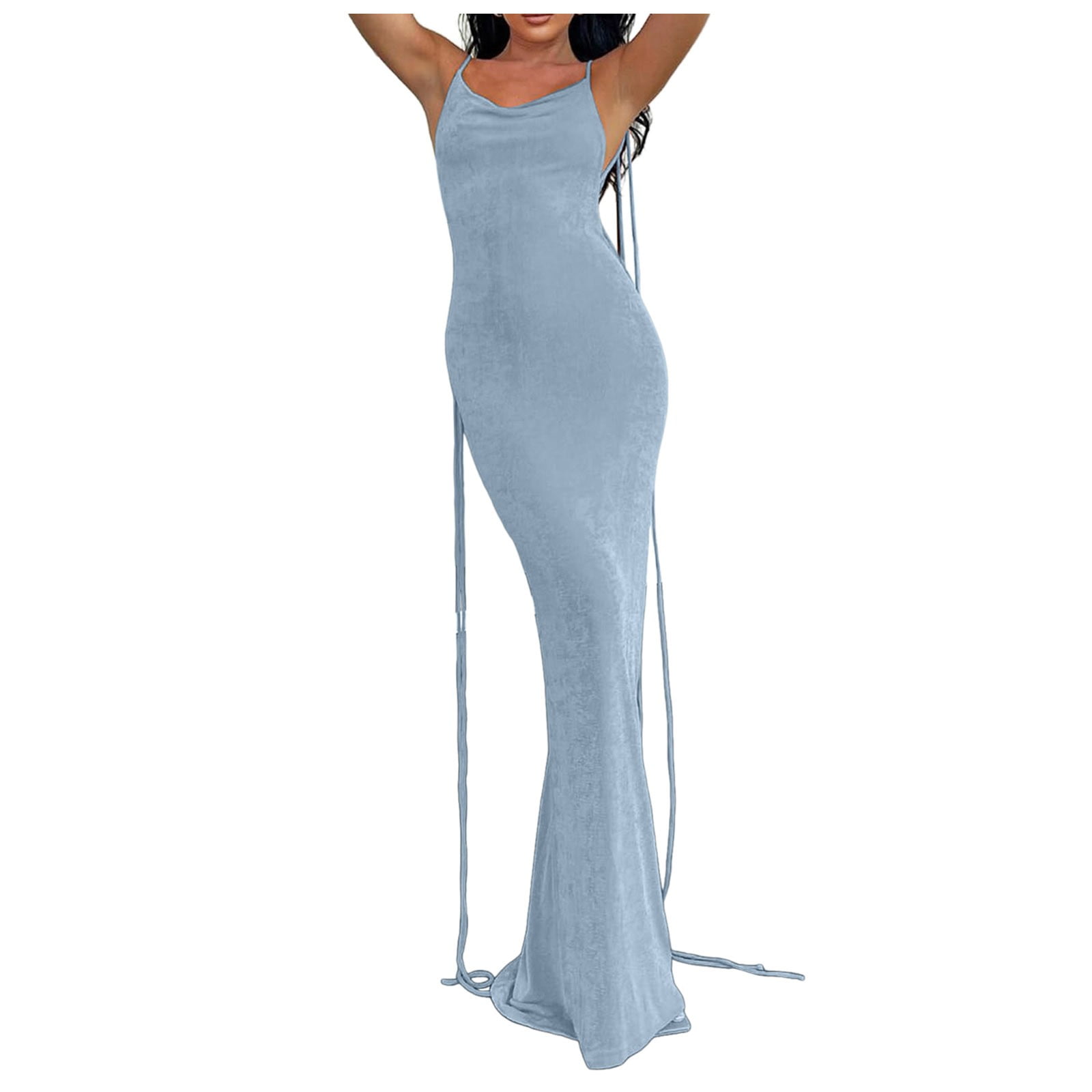 Evening Party Gown Women's Tie-Back Halter Neck Bodycon Maxi Dress Backless Cowl Evening Gown For Summer Parties Backless Bodycon Fishtail Dress Evening Party Gown Women's Tie-Back Halter Neck Bodycon Maxi Dress Backless Cowl Evening Gown For Summer Parties Backless Bodycon Fishtail Dress