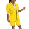 thumbnail image 1 of OJSFQUFP Women Sets 6 Piece Outfits Summer Yellow Suits Shorts Set for Women 2023 Two Piece Outfits One Button Up Jacket and Short Suits Short Matching Clothing Set L2, 1 of 6