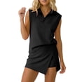 thumbnail image 1 of OJSFQUFP Women Soild Color 2 Pc Skirt Sets Summer Sleeveless Half Zip Sweatshirt Sport Outfits Casual Sweatsuits, 1 of 6