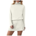 thumbnail image 1 of OJSFQUFP Women Two Piece Outfits Long Sleeve Oversized Pullover Sweaters and Mini Skirt Two Piece Sets, 1 of 8