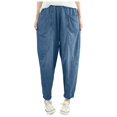 thumbnail image 1 of OJSFQUFP Women's Plus Size Elastic Waisted Skinny Denim Nine Point Pants Women Pants Casual, 1 of 7