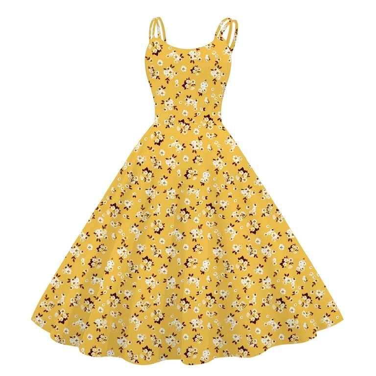 Yellow vintage dresses cheap