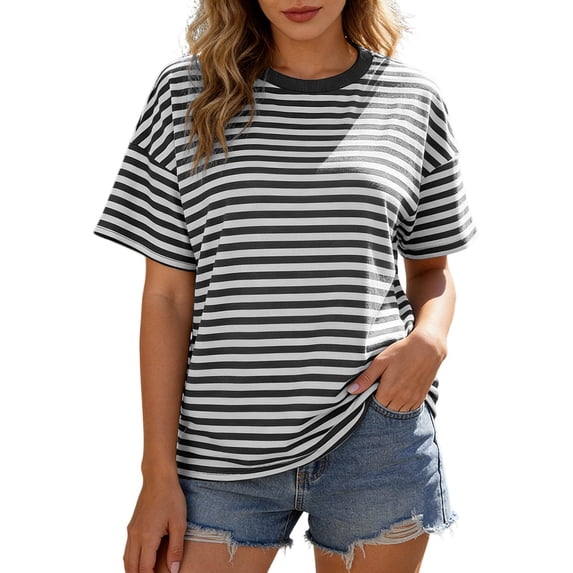 OJSFQUFP Womens Tops Short Sleeve Shirts Summer Outfits 2026 Spring Dressy Casual Clothes Clothing