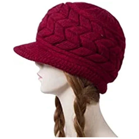 OJSFQUFP Womens Winter Hat Warm Knitted Slouchy Wool Hats Cap with Visor