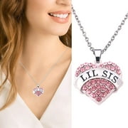 OJinShaWanO Compass Necklace Little Sister Jewelry Gift Birthday Gifts Christmas Stocking Stuffers Sister Heart Necklace Gift Jewelry Gifts for Girls Little Girls Teens Tweens Kids