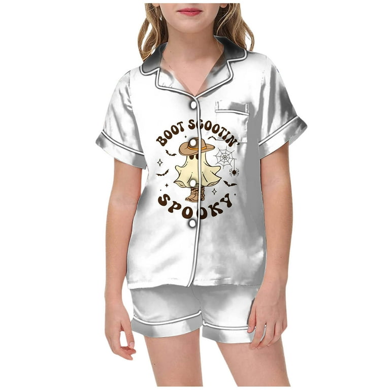 OJinShaWanO Cute Outfits for Kids Summer Pajamas for Children Shirt and Pant Matching Set Sleepwear Set with Pockets for 10 11 Years Walmart