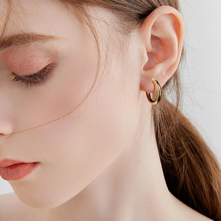 OJinShaWanO Hoop Earrings for Women Sterling Silver Hearts Clip on Earrings for Women Gold Plated Non Pierced Hoop Clip on Hoops for Non Pierced Ears Gold And Walmart
