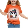 OJinShaWanO Red Tops for Girls Summer Children Cute Printed Round Neck