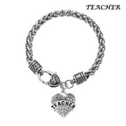 OJinShaWanO Summer Bracelets for Women Silver Bracelet Family Friends Love Heart Ceystal Rhinestone Bangle Chain Charm Mom Daughter Grandma Teacher Birthday Mother Gift