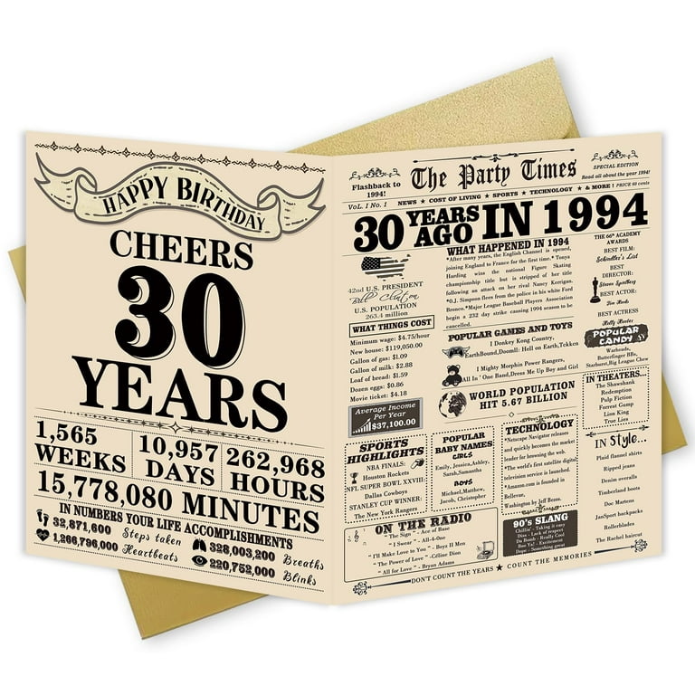 OJsensai Vintage 30th Birthday Gifts for Him Her, Jumbo 30 Year 