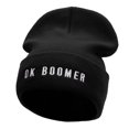 thumbnail image 1 of OK BOOMER Embroidered 12 Inch Long Knitted Beanie - Black OSFM, 1 of 5