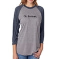 thumbnail image 1 of OK BOOMER Unisex 3/4 Sleeve Baseball Raglan Tee, 1 of 2