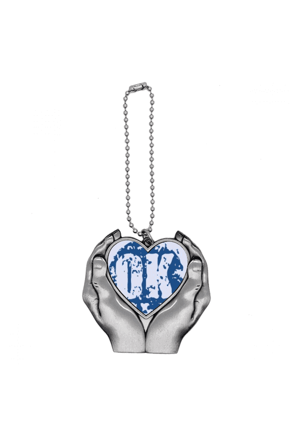 OK Design Round Illustration Pattern Car Keychain Heart Pendant Ornament Charm