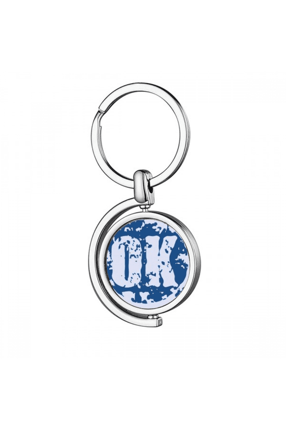 OK Design Round Illustration Pattern Rotating Keychain Metal Keyring Holder