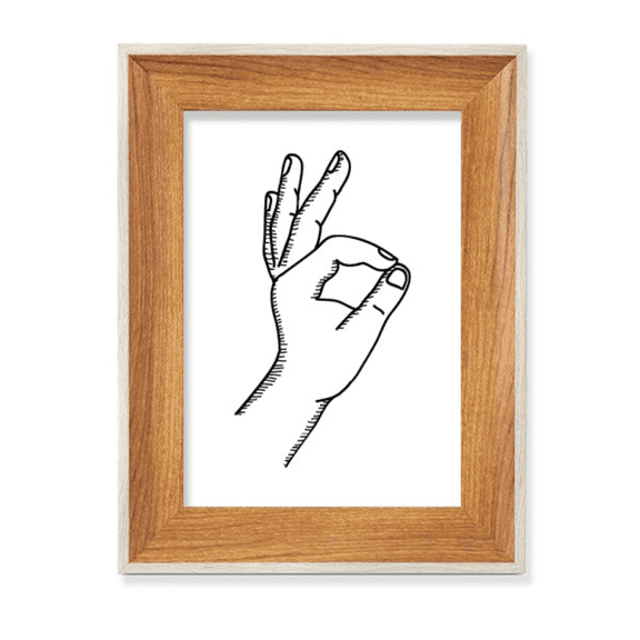OK Gesture Line Drawing Pattern Desktop Wooden Photo Frame Display Picture Art Painting Multiple Sets