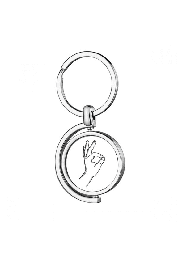 OK Gesture Line Drawing Pattern Rotating Keychain Metal Keyring Holder