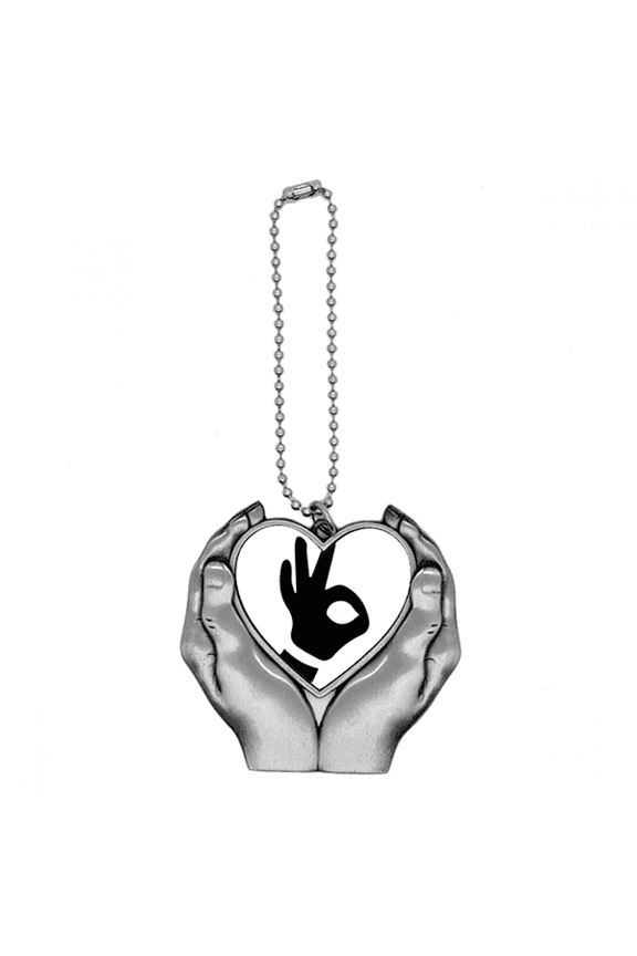 OK Gesture Outline Pattern Car Keychain Heart Pendant Ornament Charm