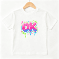 thumbnail image 1 of OK Graffiti Boys Graphic Tee, Cool Neon Pink Blue Street Art 100% Cotton Kids Short Sleeve T-Shirt, 1 of 5