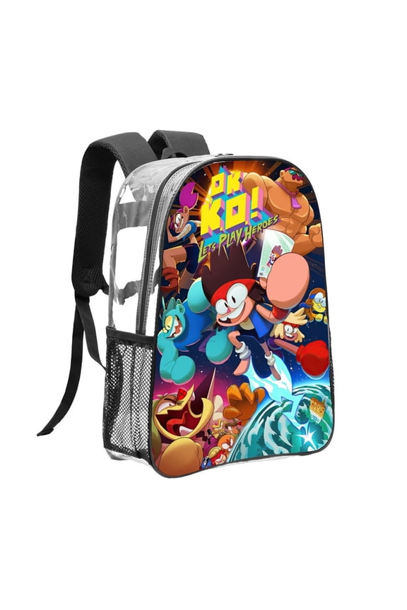 OK K.O.! Seamos Hroes Pattern Transparent Backpack Lightweight And fashionable Showcasing Personality And Leading The Trend