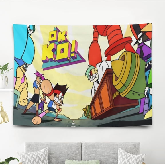 OK K.O.! Seamos Hroes Tapestry Gift Wall Hanging Backdrop for Room Bedroom Girls Fans Background Banner Party Birthday Supplies Decor