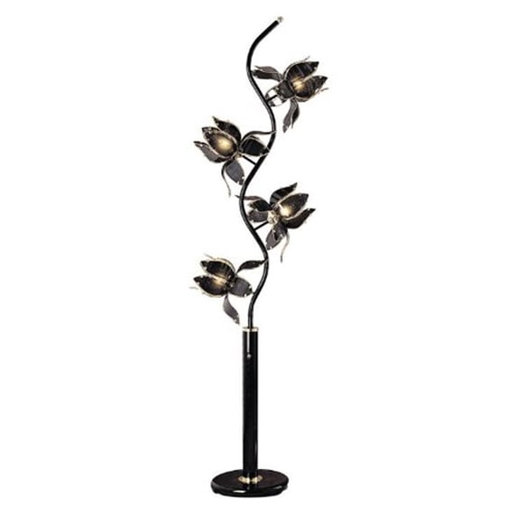 OK Lighting 73 Black Floor Lamp with Black Base Finish