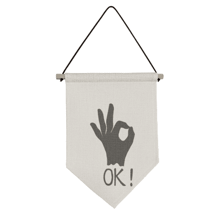 OK Outline Personalized Gesture Canvas Flag Hanging Wall Art Decor Banner