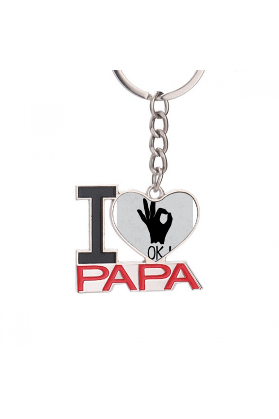 OK Outline Personalized Gesture Keychain Metal Keyring Holder Love PAPA Father