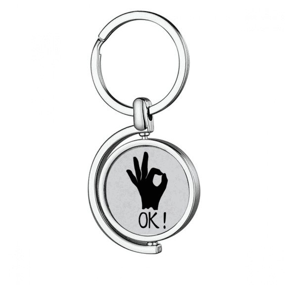 OK Outline Personalized Gesture Rotating Keychain Metal Keyring Holder