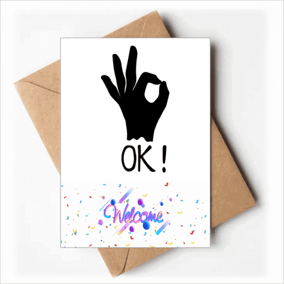 OK Outline Personalized Gesture Welcome Back Greeting Cards Envelopes Blank