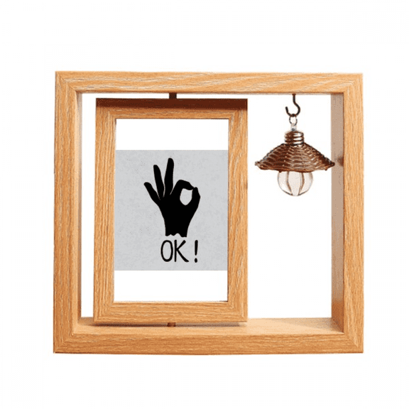 OK Outline Personalized Gesture Wooden Rotating Picture Photo Frame 4x6
