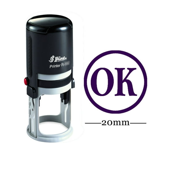 OK Round Self Inking Rubber Stamp Custom Shiny 20 mm mini Stamps Personalised Teachers Stamps