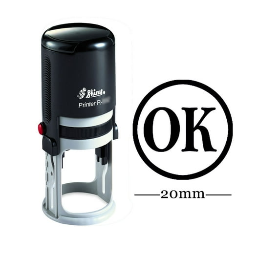 OK Round Self Inking Rubber Stamp Custom Shiny 20 mm mini Stamps Personalised Teachers Stamps