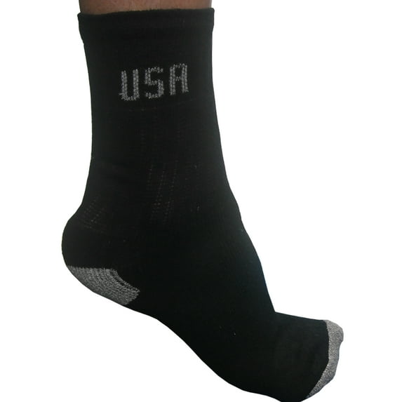 OK Sports First Quality USA Crew Golf Socks (4-Pair), Black Fits Shoe Size 10-13 -