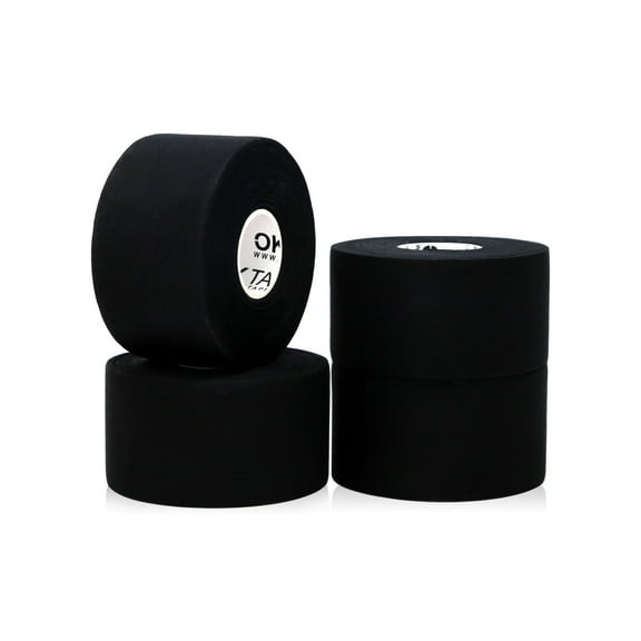 OK TAPE 4 Rolls Black Athletic Tape, Sports Tape, Very Strong Easy Tear Wrist Ankle Tape, No Sticky Residue | Athletes, Medical, Athletic Trainers- 1.5inch x 15yards