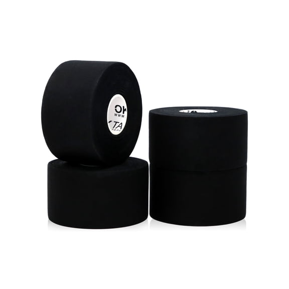 OK TAPE 4 Rolls Black Athletic Tape, Sports Tape, Very Strong Easy Tear Wrist Ankle Tape, No Sticky Residue | Athletes, Medical, Athletic Trainers- 1.5inch x 15yards