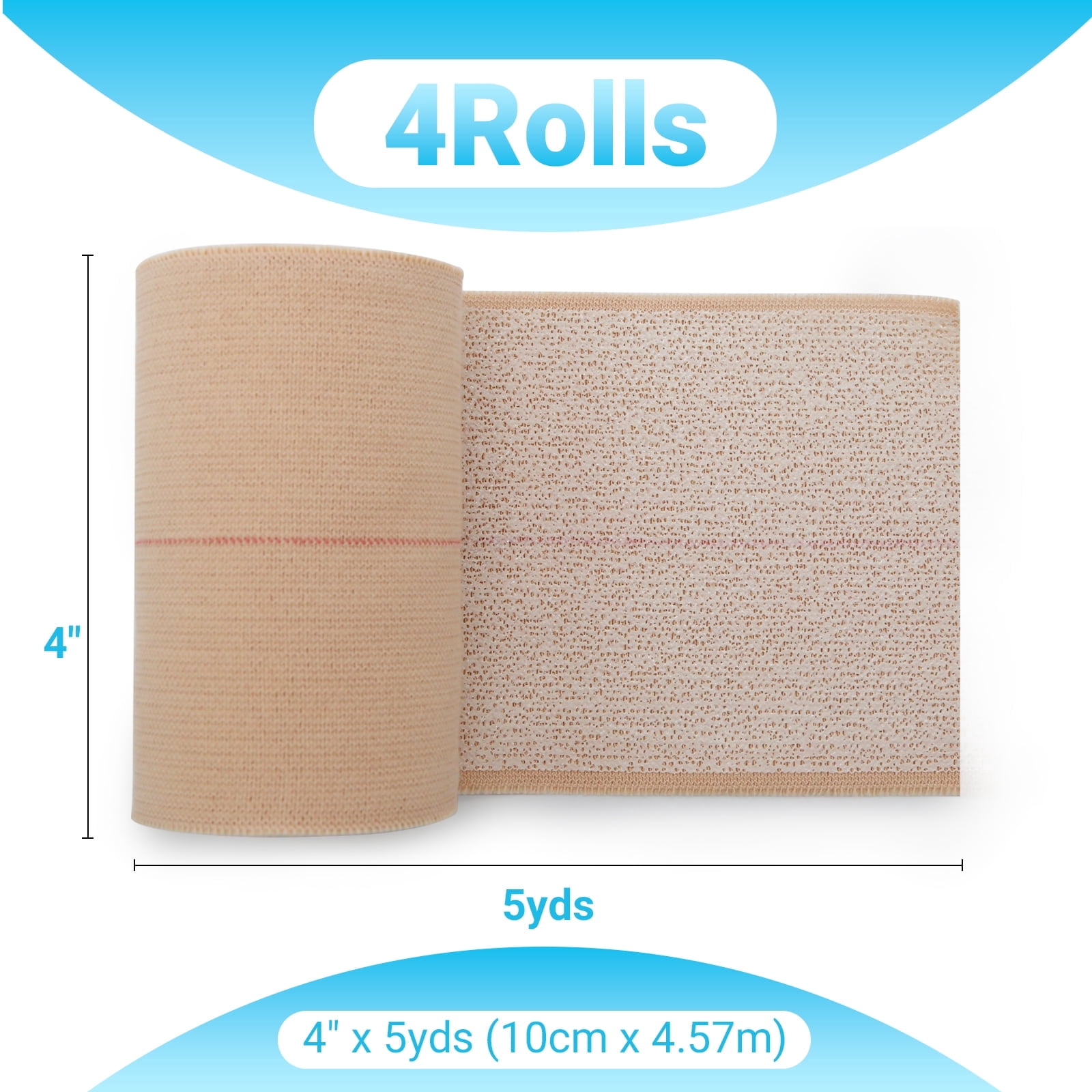 OK TAPE Elastic Adhesive Tape Bandage Tape Wrap - 4 Rolls, Flexible Stretch Bandages for Sports Ankle, Knee and Wrist Sprains (Beige,4 Inch Wide)