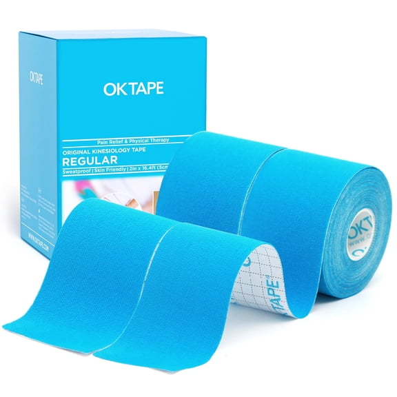 OK TAPE Kinesiology Athletic Tape Basic Original Cotton Athletic Tap 2in×16.4ft 2 Rolls Blue