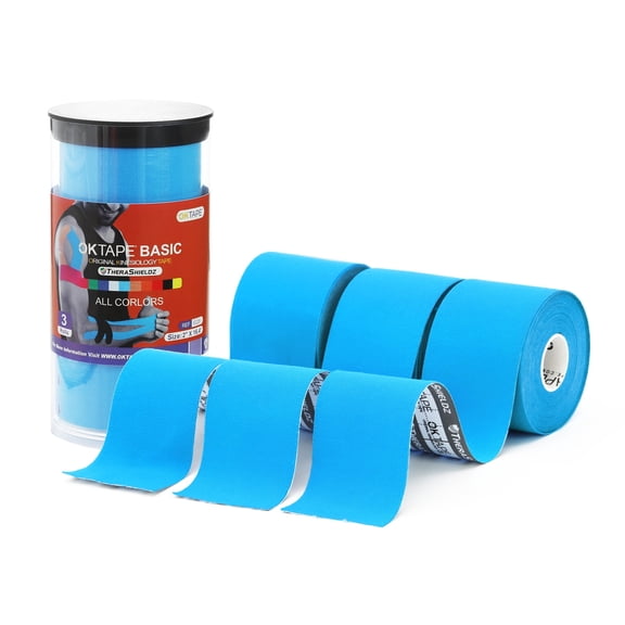 OK TAPE Kinesiology Athletic Tape Basic Original Cotton Athletic Tap 2in16.4ft 3 Rolls Blue