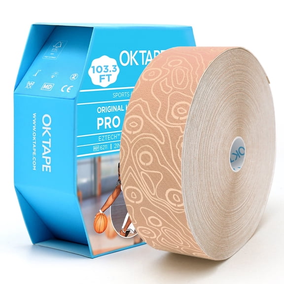 (2in X 103 Feet) OK TAPE PRO Bulk Kinesiology Tape, Original Elastic Latex Free Kinesiology Therapeutic Tape, Free Cut Printed