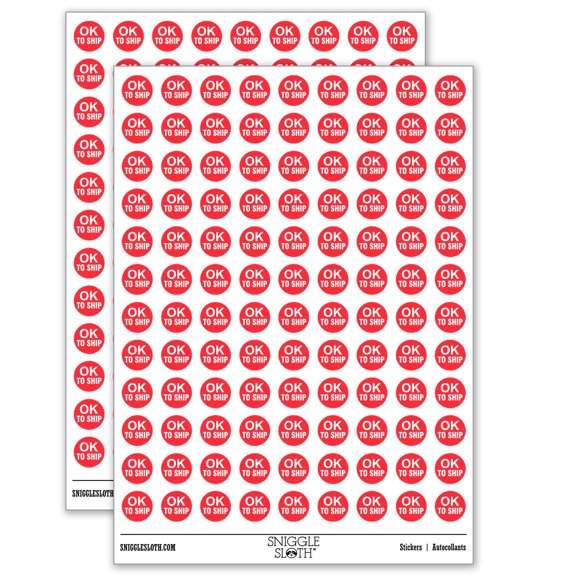 OK To Ship Production Inventory Management Manufacturing Label 200+ Round Stickers - Gloss Finish - 0.50" Size - Red