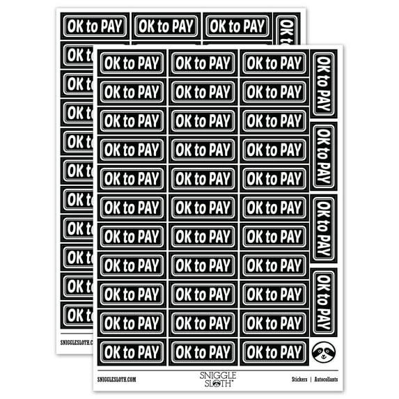 OK to Pay Double Border Sticker Set - Black - Matte Finish - 1.5" Small